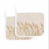 2 Pack Pot holder for Kitchen,Retro Fall Reed Plant on Linen Flax Heat-proof Potholder with Hanging Loop Hot Pad Pot Holders for Cooking Baking BBQ,Minimalist Bulrush Sketch Art view 1