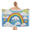 QASNLU Rainbow Clouds Raindrop Print Microfiber Absorbent Bath Towel Beach Bath Towel Sand Free Quick Dry Lightweight view 2