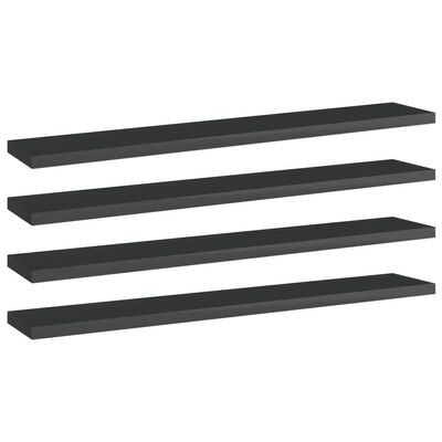 Bookshelf Boards 4 pcs High Gloss Black,Display Shelves,Bathrooms Shelves,Organizer Shelves,Bedroom Shelves,Living Room Shelves,for Office,Living Room,Bedroom,Study,23.6"x3.9"x0.6" Engineered Wood