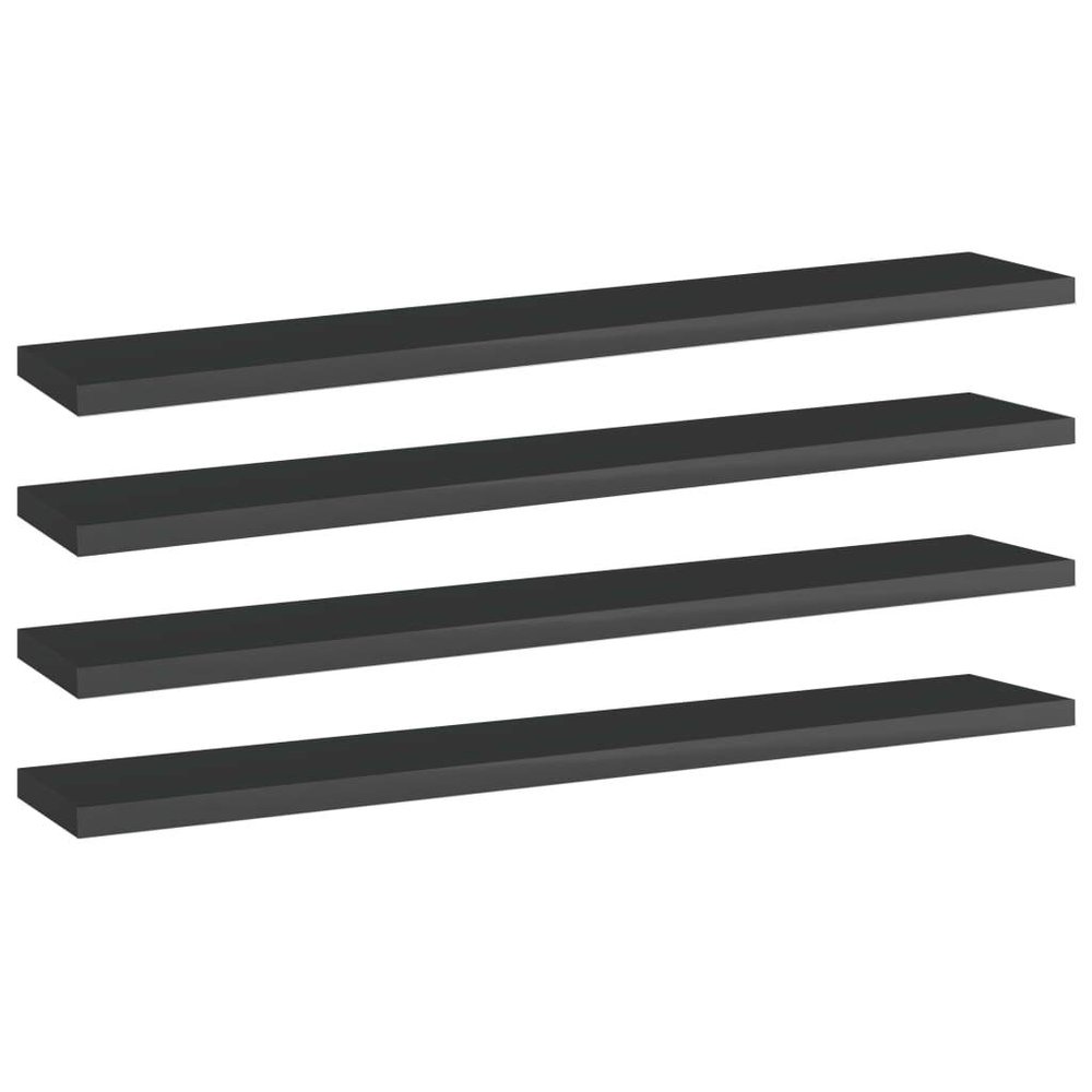 Bookshelf Boards 4 pcs High Gloss Black,Display Shelves,Bathrooms Shelves,Organizer Shelves,Bedroom Shelves,Living Room Shelves,for Office,Living Room,Bedroom,Study,23.6"x3.9"x0.6" Engineered Wood