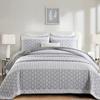 Boho Quilt Set Full Size Gray Bohemian Quilt Bedding Set Striped Lightweight Summer Bedspread Coverlet Bedding Set 78"x90" (3 Pieces) view 2