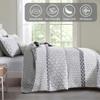 Boho Quilt Set Full Size Gray Bohemian Quilt Bedding Set Striped Lightweight Summer Bedspread Coverlet Bedding Set 78"x90" (3 Pieces) view 3