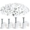 MAQIHAN Cable Clips - 100PCS, 8mm 10mm Wire Staples with Steel Nails, White view 1