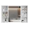 ZXCVBNAS Bathroom Mirror with StorageSpace Aluminum Bathroom Mirror Medicine CabinetRecess or Surface Mount InstallationSpace Saving Wall Cabinetfor Toilet, BathroomA,B(White B,W100cm/39in) view 1