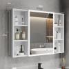 ZXCVBNAS Bathroom Mirror with StorageSpace Aluminum Bathroom Mirror Medicine CabinetRecess or Surface Mount InstallationSpace Saving Wall Cabinetfor Toilet, BathroomA,B(White B,W100cm/39in) view 2