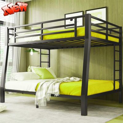 AOOMEEC Higher Quality & Stronger Heavy Duty Black Metal Bunkbed Full XL Over Queen Bunk Bed, Industrial Style Thicken More Stable Safer Steel Bunk Queen Bed (Easier to Assemble) (Full XL Over Queen)