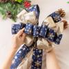Christmas Tree Topper, 40x13 Inches Toppers Bow with Glitter Satin Mesh Streamer and Patterned Ribbon, Christmas Tree Topper Bow for Christmas Home Decoration (Blue Golden) view 3