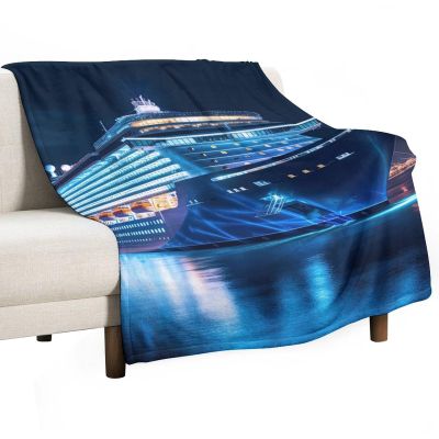 Cruise Ship Soft Faux Fur Throw Blanket - Ocean Wave Flannel Lap Blanket for Couch Sofa Or Bed, Nautical Fuzzy Fluffy Plush Blanket, Super Cozy and Comfy for All Seasons 60"x80"