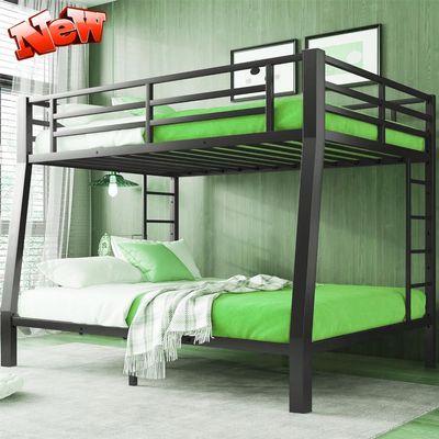 AOOMEEC Higher Quality & Stronger Heavy Duty Black Bunk Bed Full XL Over Queen Bunkbed, Industrial Style Thickened More Stable Safer Metal Bunk Queen Bed (Easier to Assemble) (Full XL Over Queen)