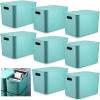 Hoolerry 8 Pieces Colorful Storage Bins with Lid, Plastic Storage Basket Organizing Container Stackable Box with Handle for Shelves Desktop Playroom Office(14.2 x 10.2 x 9.5 Inch,Green) view 1