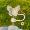 2Pcs Cute Laser Butterfly Straw Covers for Stanley 30&40 Oz Tumbler, Reusable Drinking Straw Caps view 1