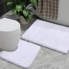 AROGAN Bathroom Rug Sets 2 Piece, 20"x20" U-Shaped Toilet Mat and 21"34" Bath Mats Floor Set, Machine Washable Bath Rug, Absorbent and Dry Quickly, Soft Non Slip Bathroom Rug Set, White view 1