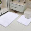 AROGAN Bathroom Rug Sets 2 Piece, 20"x20" U-Shaped Toilet Mat and 21"34" Bath Mats Floor Set, Machine Washable Bath Rug, Absorbent and Dry Quickly, Soft Non Slip Bathroom Rug Set, White view 2
