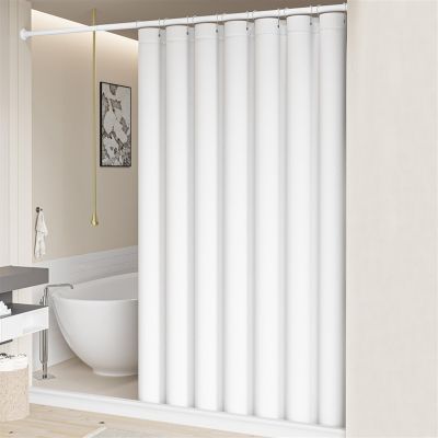 Heavyoff Shower Curtain, Modern Linen Fabric Shower Curtains for Elegant Neutral Bathroom Decor, Luxury Hotel Cloth Shower Curtain White, W 47" x L 79"