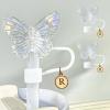 2Pcs Cute Laser Butterfly Straw Covers for Stanley 30&40 Oz Tumbler, Reusable Drinking Straw Caps view 2