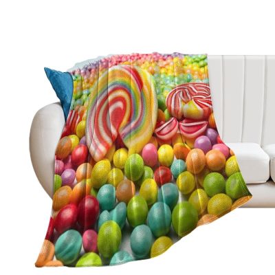 Throw Blanket Soft Cozy Bed Blanket Rainbow Candy Flannel Blanket 50x60 Inches Breathable Blanket for Couch Lightweight Blankets Anti-Static Throw Blanket for Sofa Camping