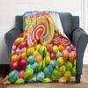 Throw Blanket Soft Cozy Bed Blanket Rainbow Candy Flannel Blanket 50x60 Inches Breathable Blanket for Couch Lightweight Blankets Anti-Static Throw Blanket for Sofa Camping view 4