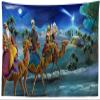 Loccor Jesus Nativity Tapestry Wall Hanging Holy Night Three Kings Desert Camel Birth of Jesus Manger Scene Tapestry Christmas Religious Church Event Banner Home Wall Decor for Bedroom 118''x78'' view 2