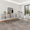 Widagirel Modern Faux Leather Dining Chairs Set of 6, Silver Leg & Grey view 1