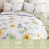 Dinjoy King Size Quilt Set Floral,3 Piece Green and Yellow Farmhouse Bedding Set Lightweight Flower Bedspreads White Coverlet Bed Sets Cute Boho King Quilts for Fall All Season(110"x90") view 3
