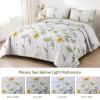Dinjoy King Size Quilt Set Floral,3 Piece Green and Yellow Farmhouse Bedding Set Lightweight Flower Bedspreads White Coverlet Bed Sets Cute Boho King Quilts for Fall All Season(110"x90") view 4