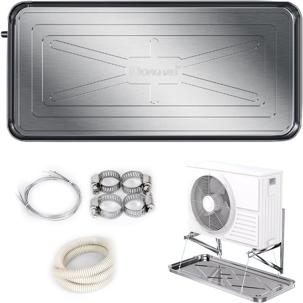 YONGYILI Air Conditioner Drain Pan Kit, Stainless Steel Condensate Drain Pad Air Conditioner Water Drip Tray, Portable Air Conditioner Drain Pan for Collecting and Releasing Water(3p)