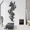Abstract Metal Wall Art, Abstract Line Wall Art, Mid Century Modern Wall Decor, Contemporary Artwork, Modern Luxury Metal Wall Sculpture, Living Room Wall Decor (Black, 12"X30"|30x76cm) view 3