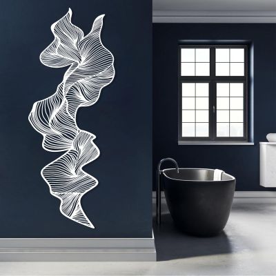Abstract Metal Wall Art, Abstract Line Wall Art, Mid Century Modern Wall Decor, Contemporary Artwork, Modern Luxury Metal Wall Sculpture, Living Room Wall Decor (White, 12""X30""|30x76cm)