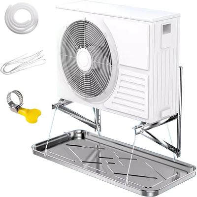 YONGYILI Air Conditioner Drain Pan, Condensate Drain Pan, Stainless Steel Drainage Tray, Condensate Drip Tray with Drain Pipes, Universal Window Air Conditioner Drain Kit(3-5p,1 Count (Pack of 1))