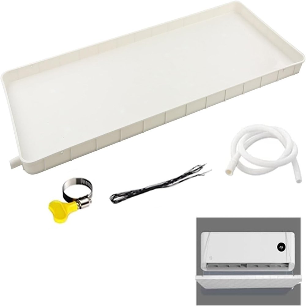 YONGYILI Condensate Drain Pan Plastic Drip Tray, Air Conditioner Drip Pan with Drain Tubing, Drain Fitting Kit for Window Ac and Mini Split Units Heat Pump Systems(3-5p,Hose 300cm)