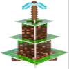 Camtoms Cupcake Stand 3-Tier for Birthday Party Decorations - Pixel Game Style Cupcake Holder for Boys - Cupcake Toppers Display - Gaming Themed Party Supplies view 1