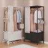 Assembled Simple Metal Closet Floor Standing Coat Rack with Curtains with Storage Baskets Household Simple Closet Rental House view 2