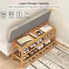 MNBVH Wood Shoe Storage Bench with Padded Seat, Farmhouse Entryway Shoe Rack Bench, 3-Tier Shoe Organizer Shelf for Hallway Bedroom Living Room Dorm Department(Size:90 x 27 x 45 cm) view 3