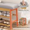 MNBVH Wood Shoe Storage Bench with Padded Seat, Farmhouse Entryway Shoe Rack Bench, 3-Tier Shoe Organizer Shelf for Hallway Bedroom Living Room Dorm Department(Size:90 x 27 x 45 cm) view 4