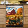RTHDG Farm Magnetic Dishwasher Door Cover Farmhouse Sunflowers Magnetic Dishwasher Panel Decal, Farm Pumpkin Cart Kitchen Decor Magnet Refrigerator Vinyl Decal Cover, Magnetic 23" x 26" view 1