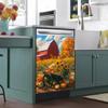 RTHDG Farm Magnetic Dishwasher Door Cover Farmhouse Sunflowers Magnetic Dishwasher Panel Decal, Farm Pumpkin Cart Kitchen Decor Magnet Refrigerator Vinyl Decal Cover, Magnetic 23" x 26" view 2