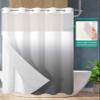 ALAGEO Shower Curtain with Snap-in Fabric Liner Set Gray and White Ombre No Hook Shower Curtain with Mesh Top Window Gradual Color Shower Curtains Waterproof 72x96 view 2