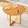 Chinese Countryside Solid Wood Round Table, Simple Modern Imitation Rattan Table, Wooden Table, Desk. Suitable for Dining Room, Living Room, Office view 1