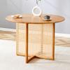 Chinese Countryside Solid Wood Round Table, Simple Modern Imitation Rattan Table, Wooden Table, Desk. Suitable for Dining Room, Living Room, Office view 3