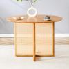 Chinese Countryside Solid Wood Round Table, Simple Modern Imitation Rattan Table, Wooden Table, Desk. Suitable for Dining Room, Living Room, Office view 4
