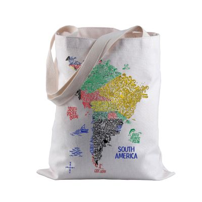 BLUPARK South America Map Tote Bag South America Travel Souvenirs Gifts America Pride Shoulder Bag South America Shopping Bag (SOUTH AMERICA)