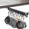 THEGA Pull Out Pots and Pans Organizer, Aluminum Alloy Closet Holder Hanger Rail with Adjustable Hooks, for Cabinet, Closet Tie Rack, Belt Scarf Hanger - for Storage and Organization(46cm/18.11inch) view 1