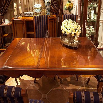Heavy Duty 3mm PVC Bevel Edging Clear Table Cover Protector,Rectangle Transparent Tablecloth Waterproof Pad Mat,for Dining Table,Coffee Table,TV Cabinet,Wooden Desk (100x100cm/39x39in)