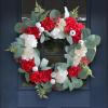 Artificial red and white flowers garlands door hanging festival artificial flowers rattan hoops decorative wall hanging view 2