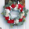 Artificial red and white flowers garlands door hanging festival artificial flowers rattan hoops decorative wall hanging view 3