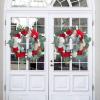 Artificial red and white flowers garlands door hanging festival artificial flowers rattan hoops decorative wall hanging view 4