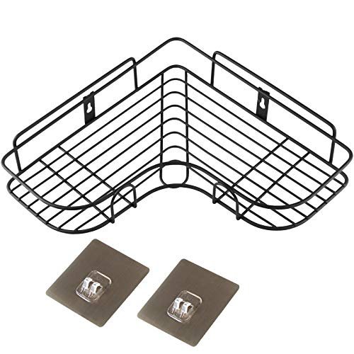 sundry goods Bathroom corner storage rack, non perforated kitchen and bathroom seamless wall hanging, tripod household storage rack, Black