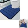 Buganda Meomry Foam Bathroom Mat and Toilet Rugs U-Shaped, Bath Rug Size 35.4 x 24 and Toilet Rugs Size 24 x 20 in Navy Blue, 2 Item Bundle view 1