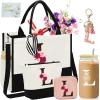 AiHeart Valentine's Day Gifts,Birthday Gift for Women,Initial Canvas Tote Bag,Personalized Gifts for Women,16oz Glass Cup With Straw,Jewelry Storage Box,Monogrammed Gift for Woman Mom Sister Bestie-L view 1