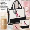 AiHeart Valentine's Day Gifts,Birthday Gift for Women,Initial Canvas Tote Bag,Personalized Gifts for Women,16oz Glass Cup With Straw,Jewelry Storage Box,Monogrammed Gift for Woman Mom Sister Bestie-L view 2